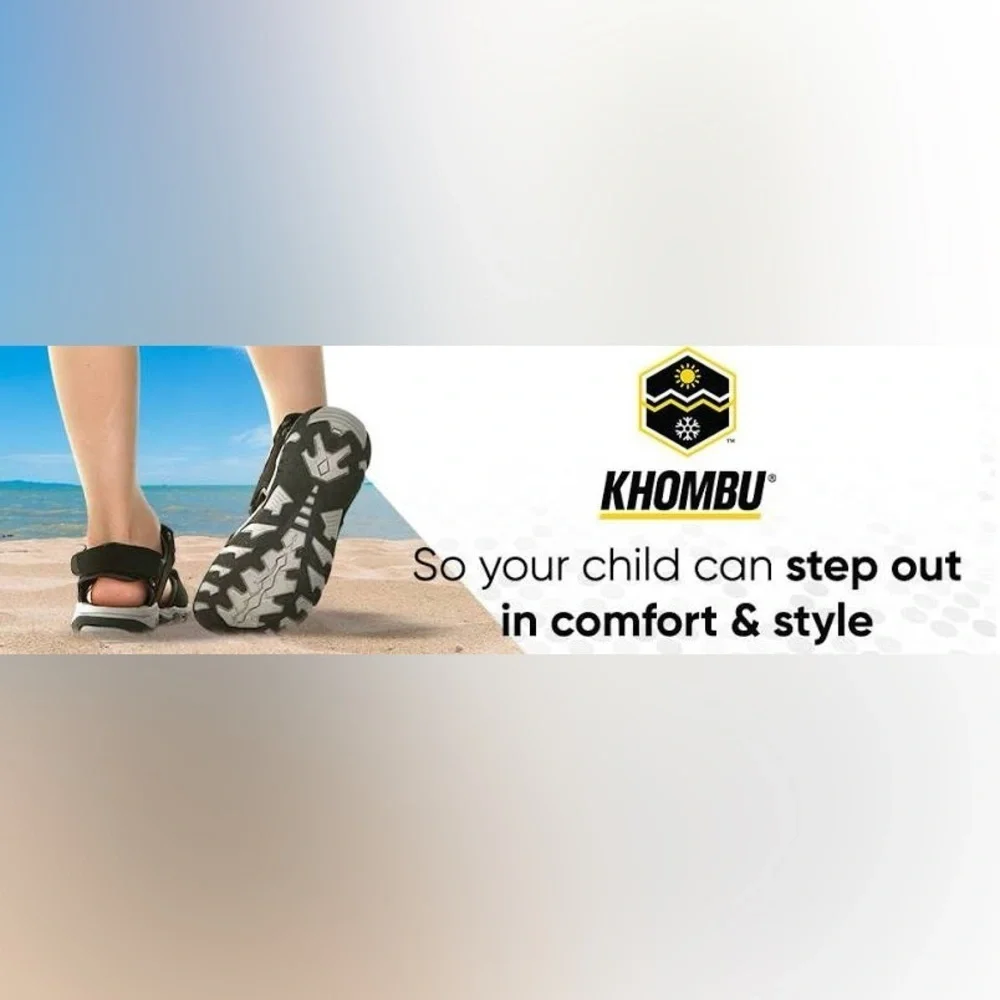 KHOMBU BRADY Kids Black Sandals Boy's Open Toe Sandal Non Slip Grip Sz 9T